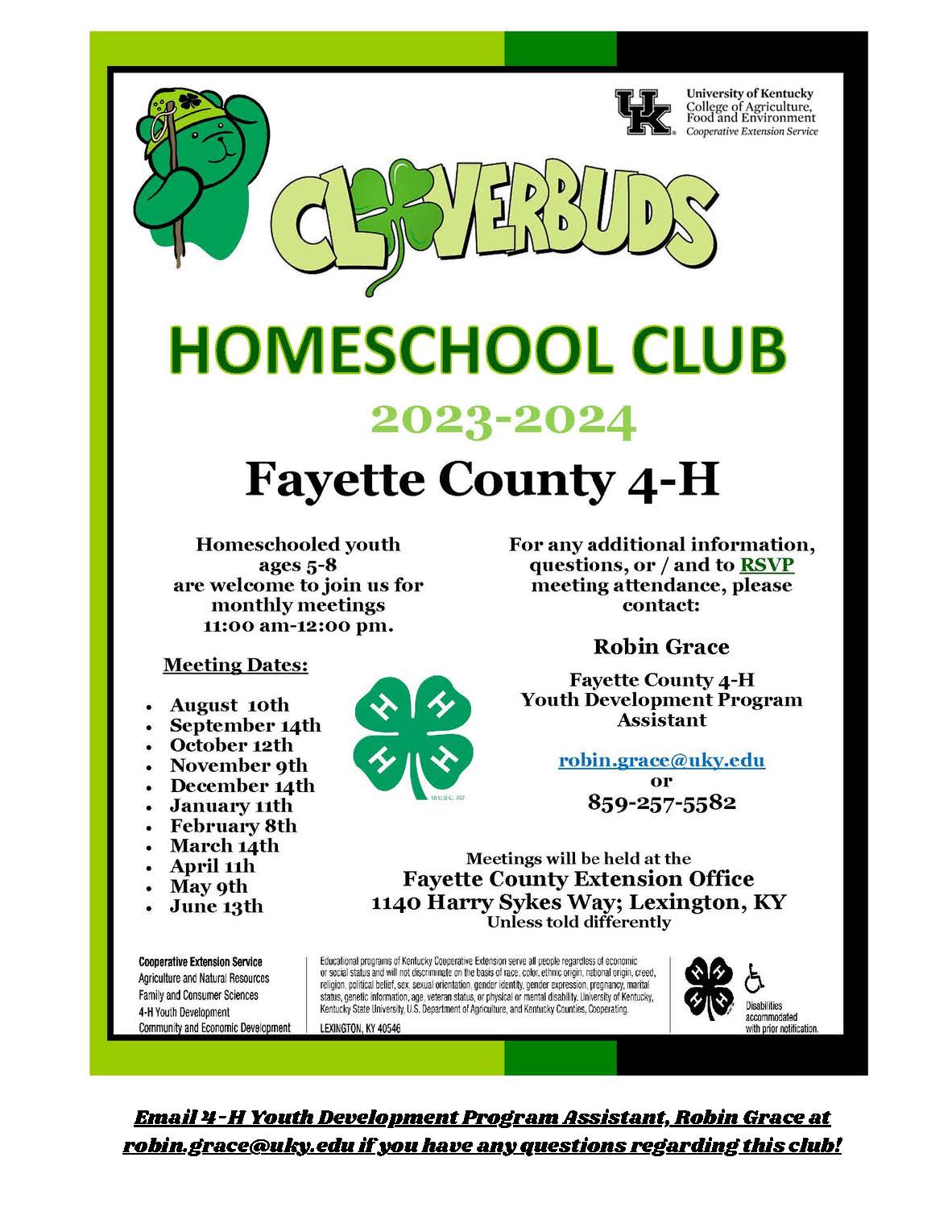 Cloverbuds Homeschool Club Flyer