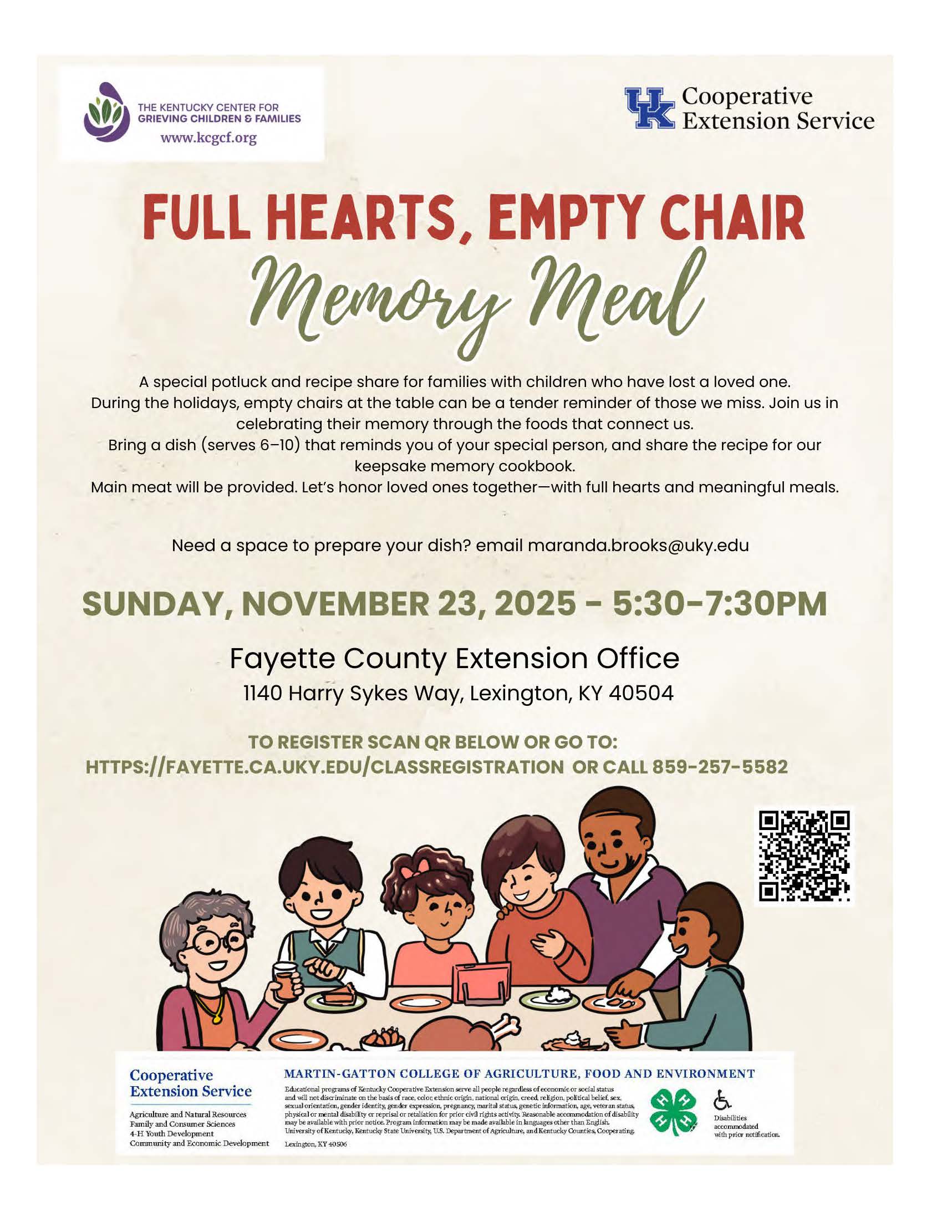 full hearts empty chair memory meal november 2025