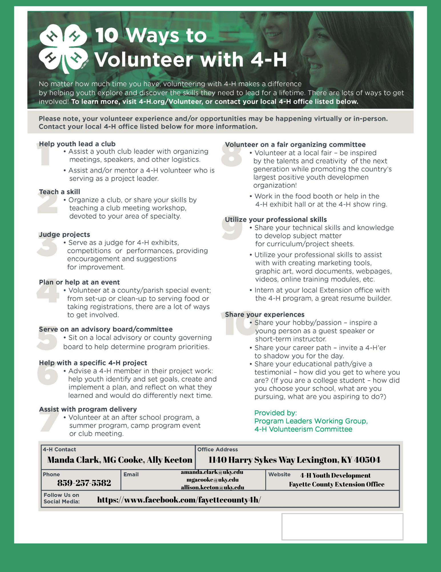 10 ways to volunteer
