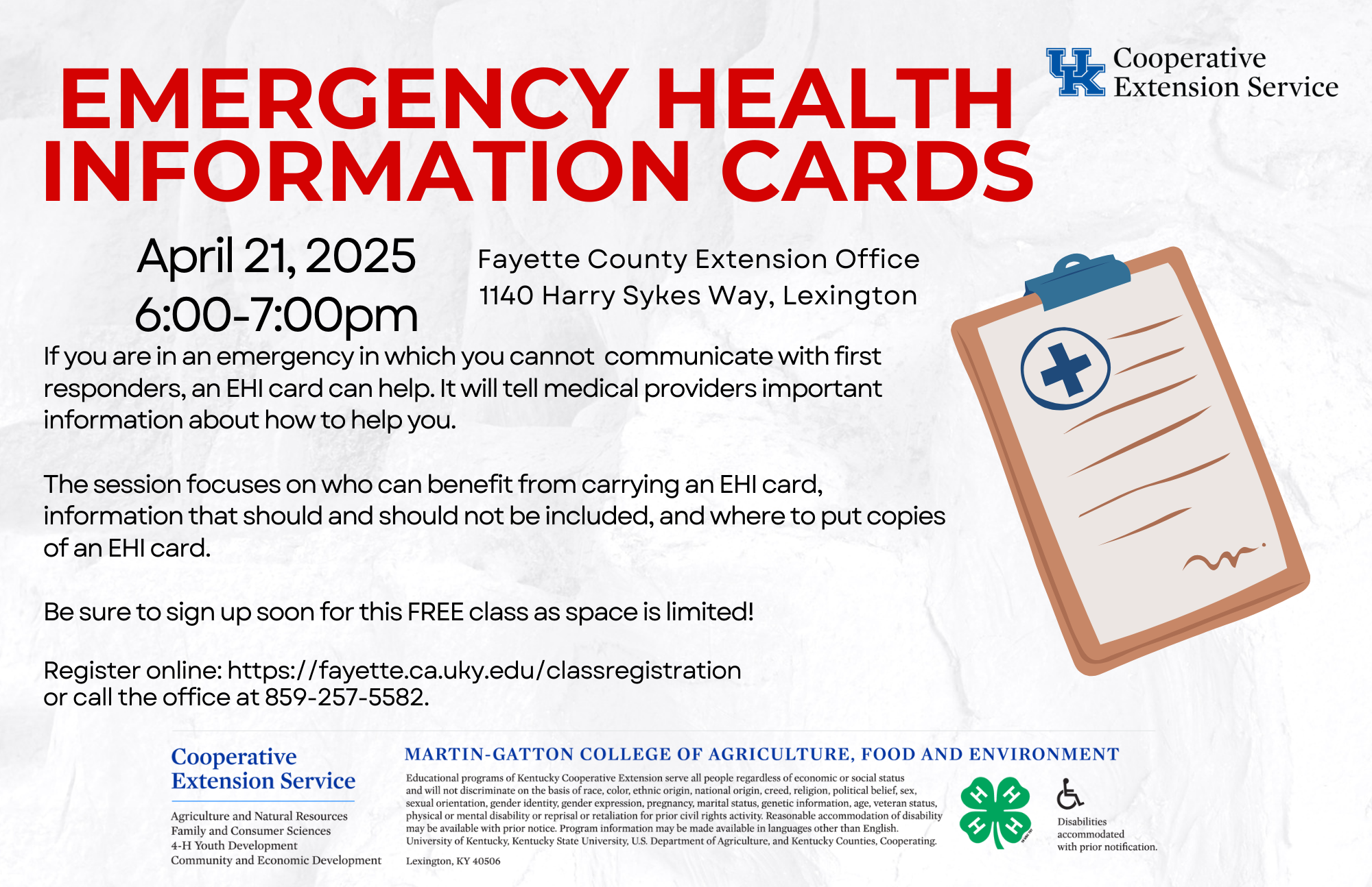 emergency health information cards